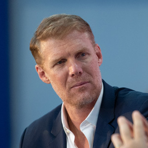 MIAMI, FL - NOVEMBER 15: Alexi Lalas speaks during the Opening Ceremony on Day 1 of Soccerex USA 2018 at Marlins Park on November 15, 2018 in Miami, Florida. (Photo by Mark Brown/Getty Images) *** Local Caption *** Alexi Lalas